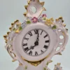 Zegar kominkowy H&C Czechosłowacja różowa porcelana ręcznie zdobiona 35 cm