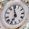 Zegar kominkowy H&C Czechosłowacja różowa porcelana ręcznie zdobiona 35 cm