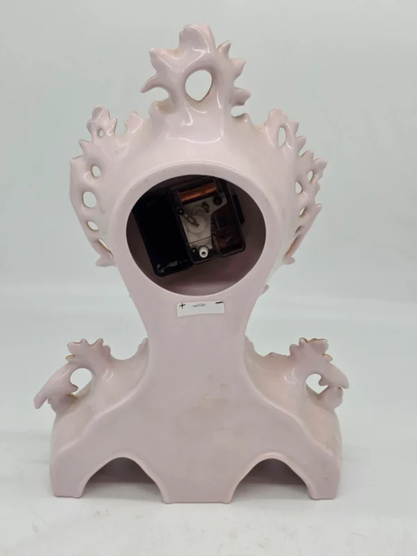 Zegar kominkowy H&C Czechosłowacja różowa porcelana ręcznie zdobiona 35 cm