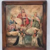 Obraz religijny Ex Voto 1836 malowany na drewnie w starej drewnianej ramie