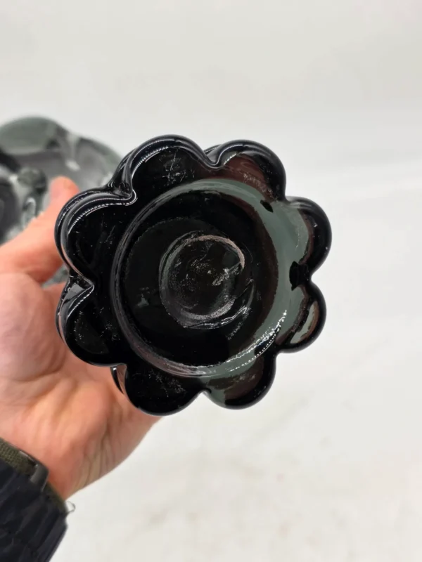 Wazon szkło artystyczne dymione czarne aplikacje 31 cm