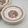 Komplet talerzy 6 osób brązowy pejzaż vintage 18 elementów