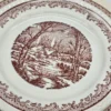 Komplet talerzy 6 osób brązowy pejzaż vintage 18 elementów