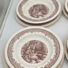 Komplet talerzy 6 osób brązowy pejzaż vintage 18 elementów