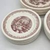 Komplet talerzy 6 osób brązowy pejzaż vintage 18 elementów