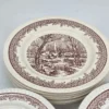 Komplet talerzy 6 osób brązowy pejzaż vintage 18 elementów