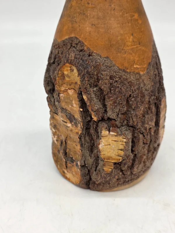 Rustykalny wazon drewniany z korą 24 cm ręcznie wykonany