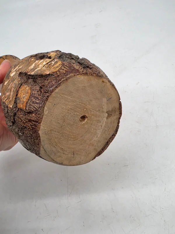 Rustykalny wazon drewniany z korą 24 cm ręcznie wykonany