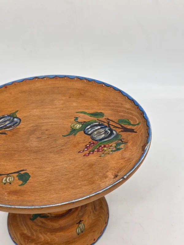 Drewniana patera na nodze ręcznie malowana 25 cm folk vintage