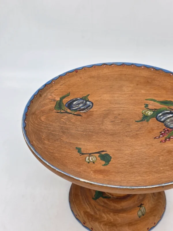 Drewniana patera na nodze ręcznie malowana 25 cm folk vintage