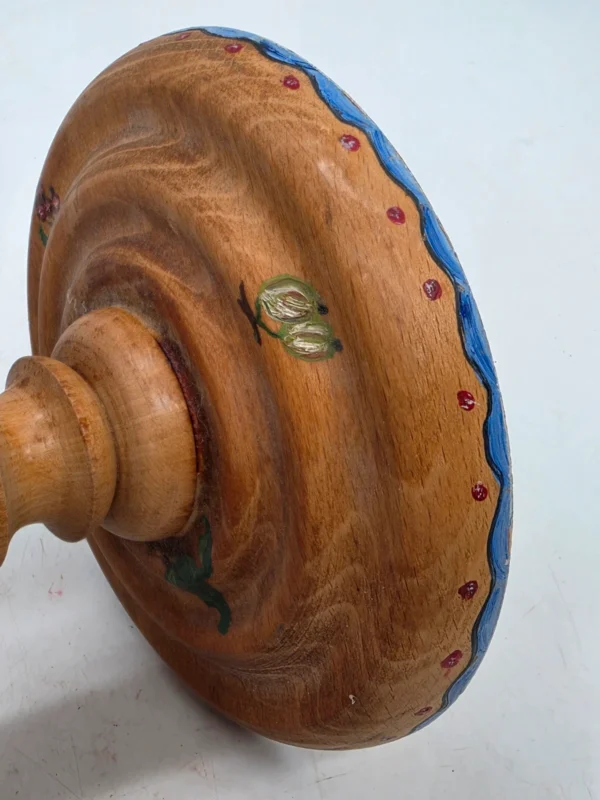 Drewniana patera na nodze ręcznie malowana 25 cm folk vintage