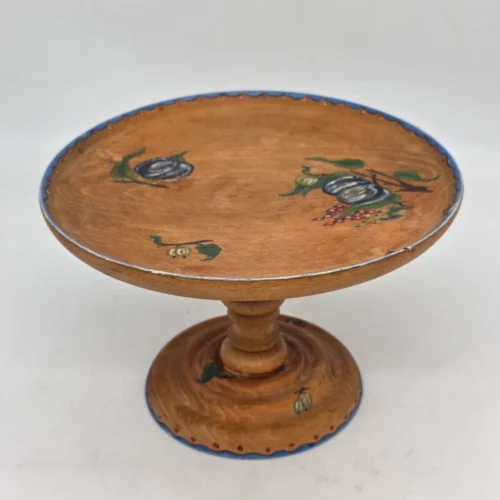 Drewniana patera na nodze ręcznie malowana 25 cm folk vintage