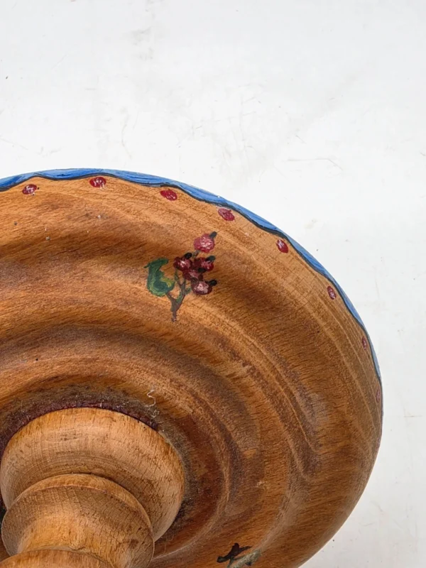 Drewniana patera na nodze ręcznie malowana 25 cm folk vintage