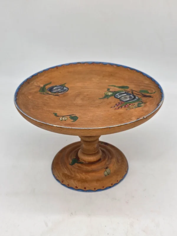 Drewniana patera na nodze ręcznie malowana 25 cm folk vintage