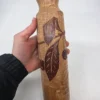 Drewniany wazon 29 cm motyw wiśni ręcznie rzeźbiony vintage