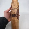 Drewniany wazon 29 cm motyw wiśni ręcznie rzeźbiony vintage