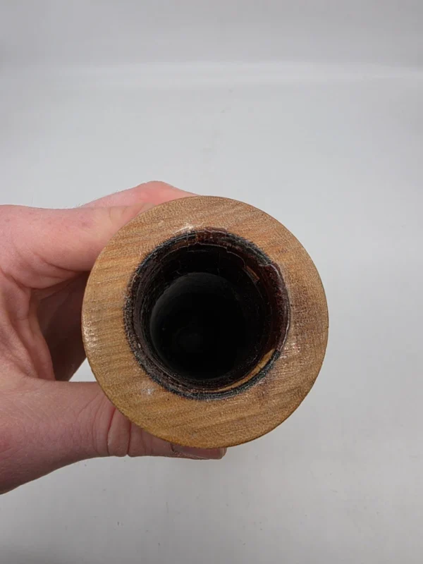 Drewniany wazon 29 cm motyw wiśni ręcznie rzeźbiony vintage