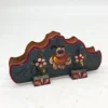 Drewniany serwetnik folk ręcznie malowany 15x8 cm vintage