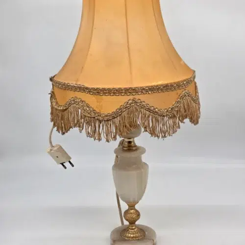 Lampa stołowa vintage z frędzlami 55 cm klosz do renowacji