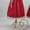 Para lampek stołowych vintage czerwone abażury z pomponami