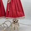 Para lampek stołowych vintage czerwone abażury z pomponami
