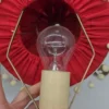 Para lampek stołowych vintage czerwone abażury z pomponami