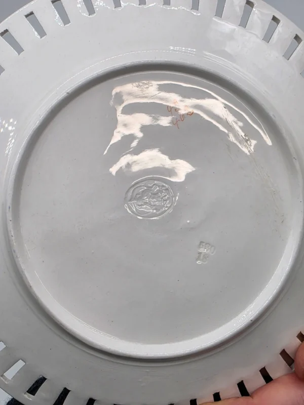 Para ażurowych talerzyków Arzberg 18 cm błękit biel vintage