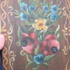 Obraz ludowy na desce sygnowany kwiaty folk 20x30