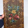 Obraz ludowy na desce sygnowany kwiaty folk 20x30