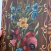 Obraz ludowy na desce sygnowany kwiaty folk 20x30
