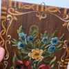 Obraz ludowy na desce sygnowany kwiaty folk 20x30