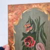 Obraz ludowy na desce sygnowany kwiaty folk 20x30