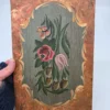Obraz ludowy na desce sygnowany kwiaty folk 20x30