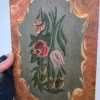 Obraz ludowy na desce sygnowany kwiaty folk 20x30