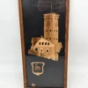 Obraz intarsja wieża ratusz herb bocian vintage ręczna praca 19x42