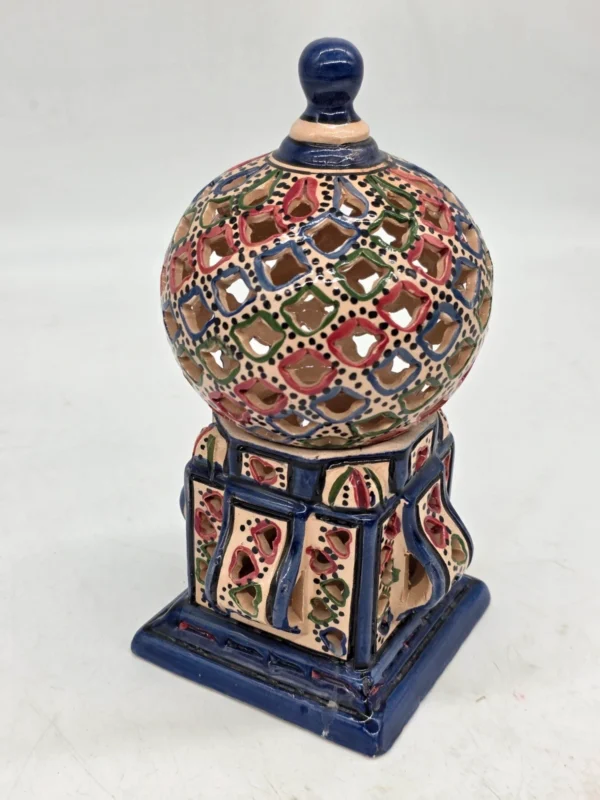 Ażurowy lampion ceramiczny kula 24 cm orientalna dekoracja ręcznie malowana