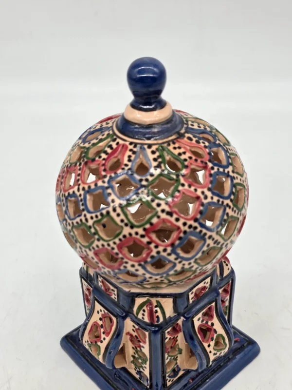 Ażurowy lampion ceramiczny kula 24 cm orientalna dekoracja ręcznie malowana