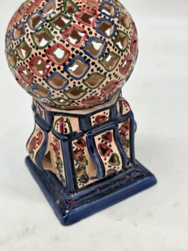 Ażurowy lampion ceramiczny kula 24 cm orientalna dekoracja ręcznie malowana