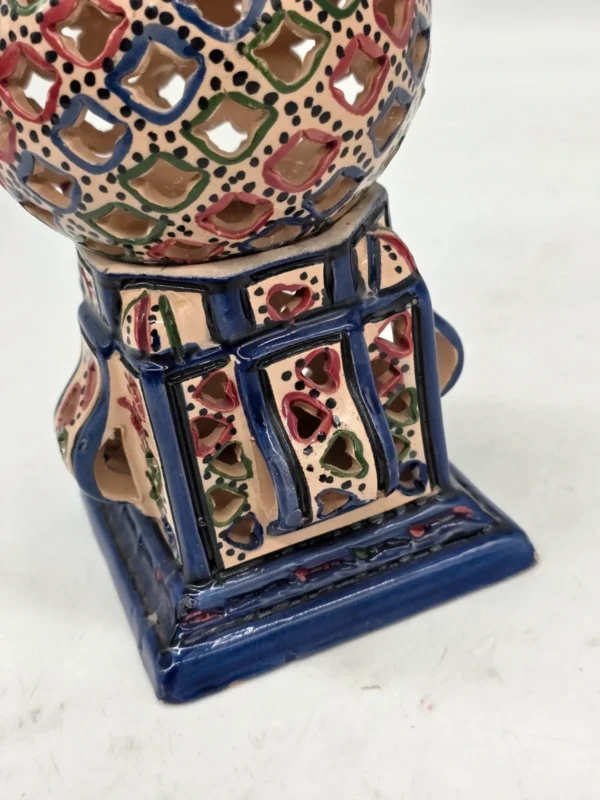Ażurowy lampion ceramiczny kula 24 cm orientalna dekoracja ręcznie malowana