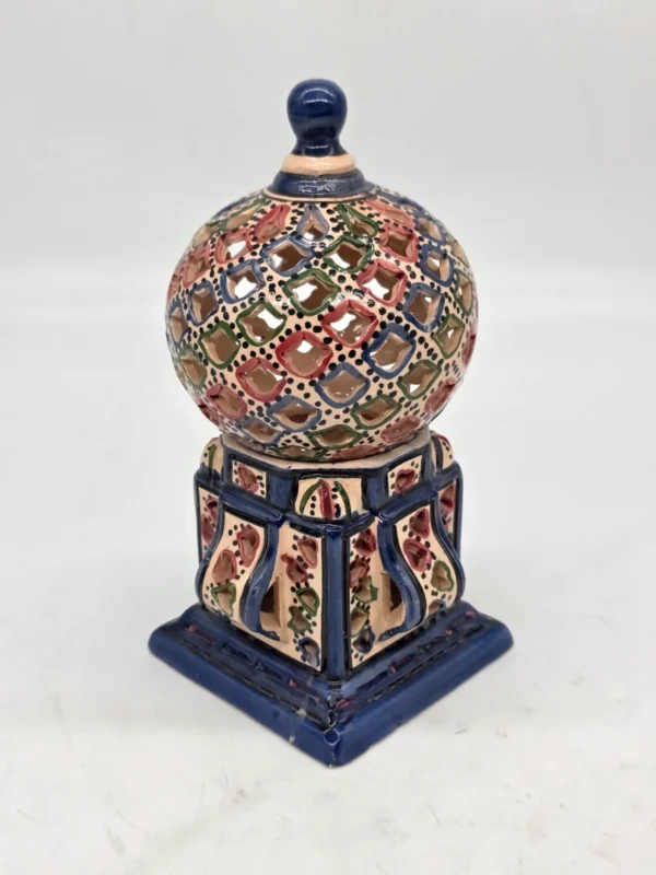 Ażurowy lampion ceramiczny kula 24 cm orientalna dekoracja ręcznie malowana