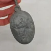 Cynowa łyżka dekoracyjna Volendam Holandia scenka rodzajowa 22 cm