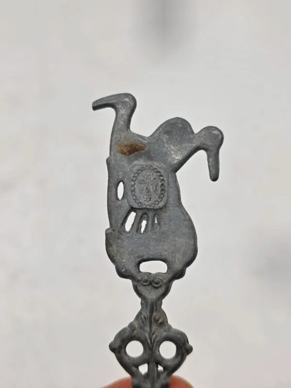 Cynowa łyżka dekoracyjna Volendam Holandia scenka rodzajowa 22 cm