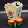 Drewniana ręcznie malowana osłonka na doniczkę folk art