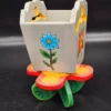 Drewniana ręcznie malowana osłonka na doniczkę folk art