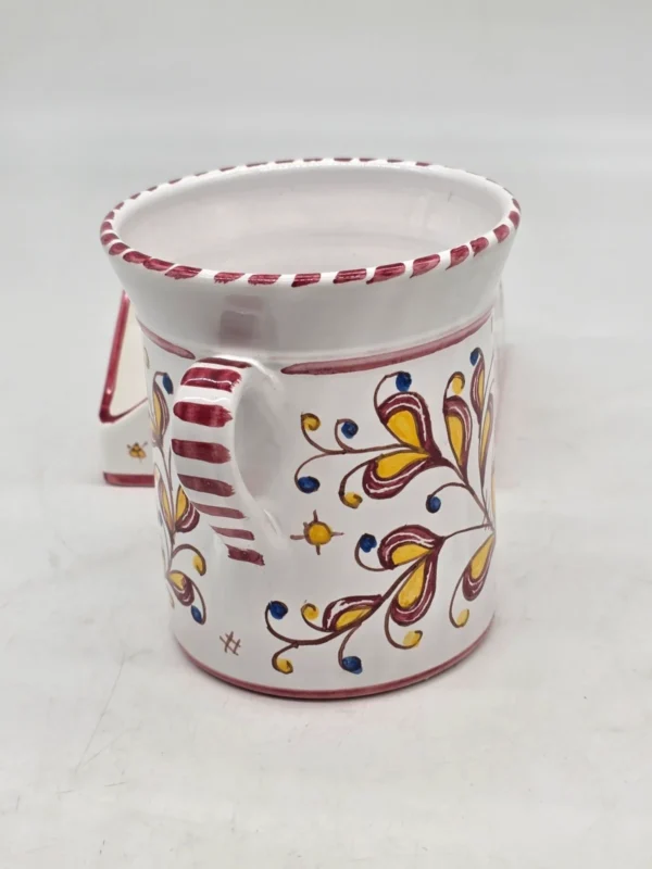 Włoski zestaw ceramiczny pojemnik z podstawką ręcznie malowany kogut