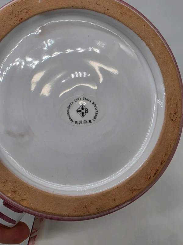 Włoski zestaw ceramiczny pojemnik z podstawką ręcznie malowany kogut