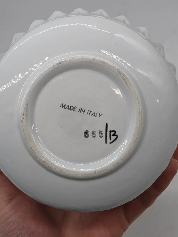 Ceramiczna biała bonboniera misa z pokrywką dekoracja kwiaty 3D