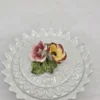 Ceramiczna biała bonboniera misa z pokrywką dekoracja kwiaty 3D