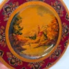 Talerz drewniany ozdobny ręcznie malowany pejzaż folk art vintage 24 cm