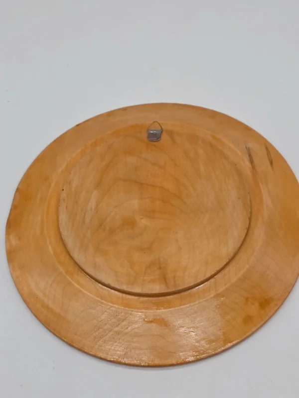Talerz drewniany ozdobny ręcznie malowany pejzaż folk art vintage 24 cm
